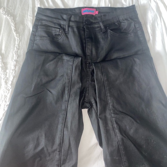 Edikted Luna Faux Leather Flare Jeans - Picture 2 of 4